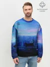 Мужской свитшот базовый / Кошка арт окно
