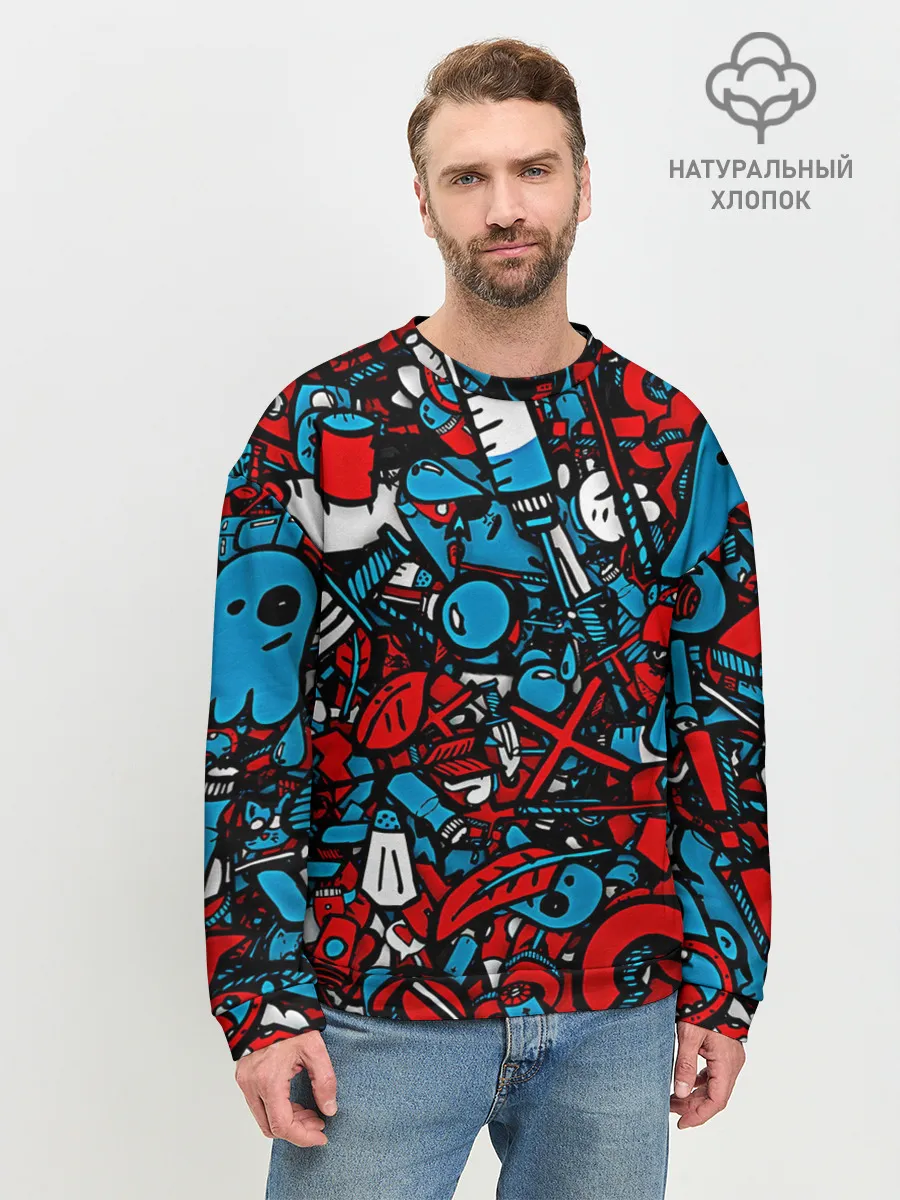 Мужской свитшот базовый / Красно синие безумие