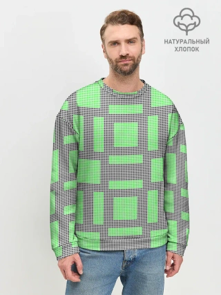 Мужской свитшот базовый / Пиксели зеленые