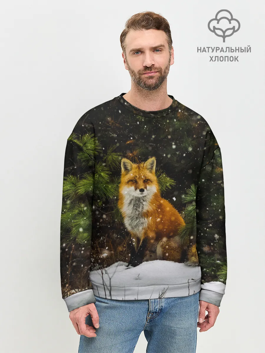 Мужской свитшот базовый / Лиса и снег