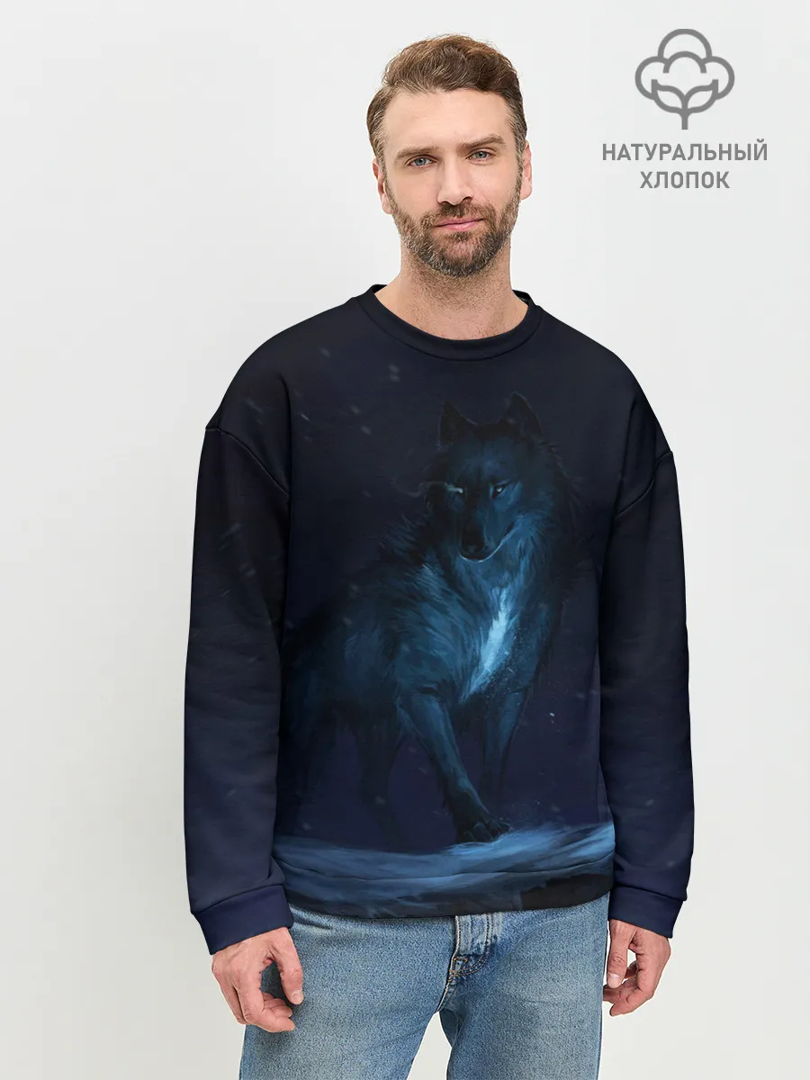 Мужской свитшот базовый / Зимний волк