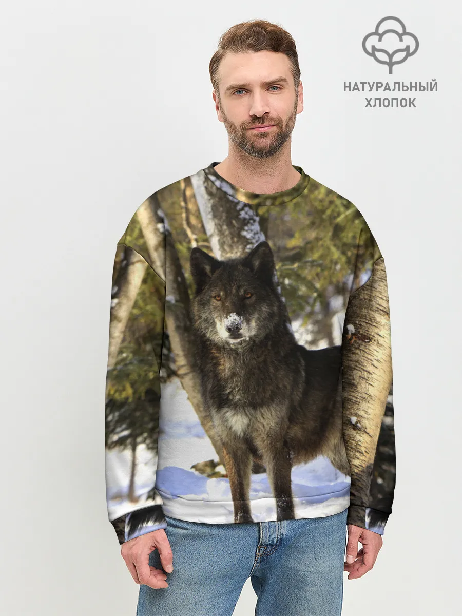 Мужской свитшот базовый / Волк и снег