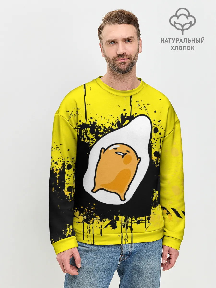 Мужской свитшот базовый / веселое яйцо на черном фоне