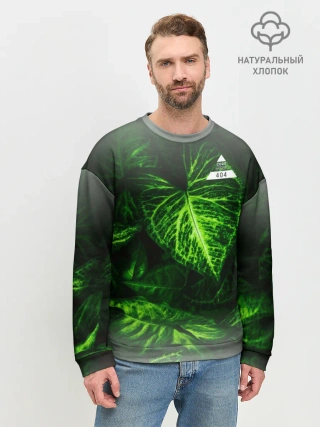 Мужской свитшот базовый / Листья зеленые CODE ERROR 404