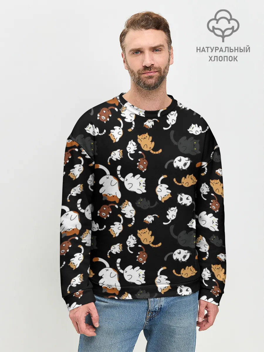 Мужской свитшот базовый / Котята паттерн