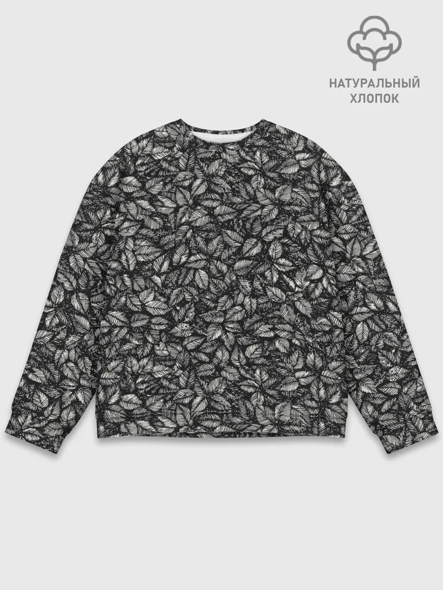 Мужской свитшот базовый / ЛИСТВА ЧЕРНО-БЕЛОЕ