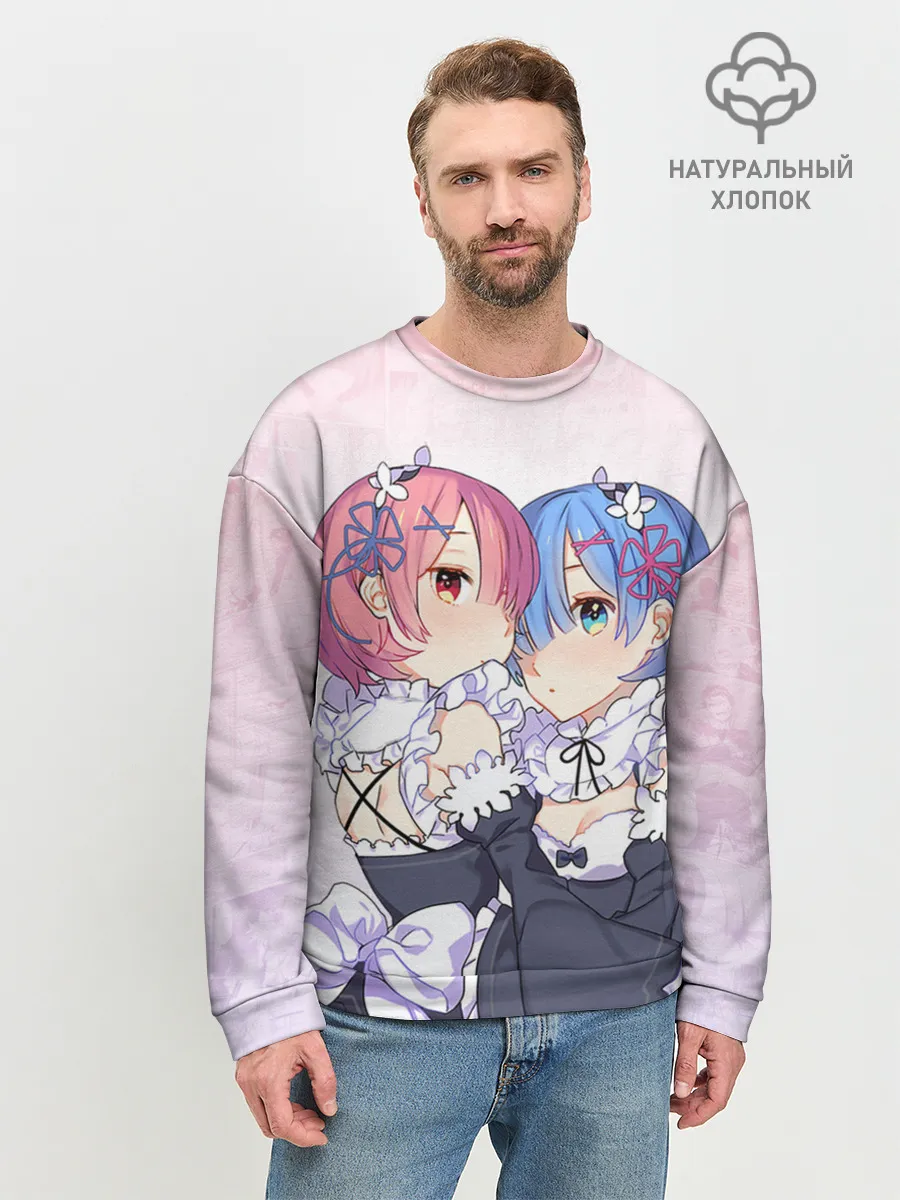 Мужской свитшот базовый / Re:Zero, Рам и Рем