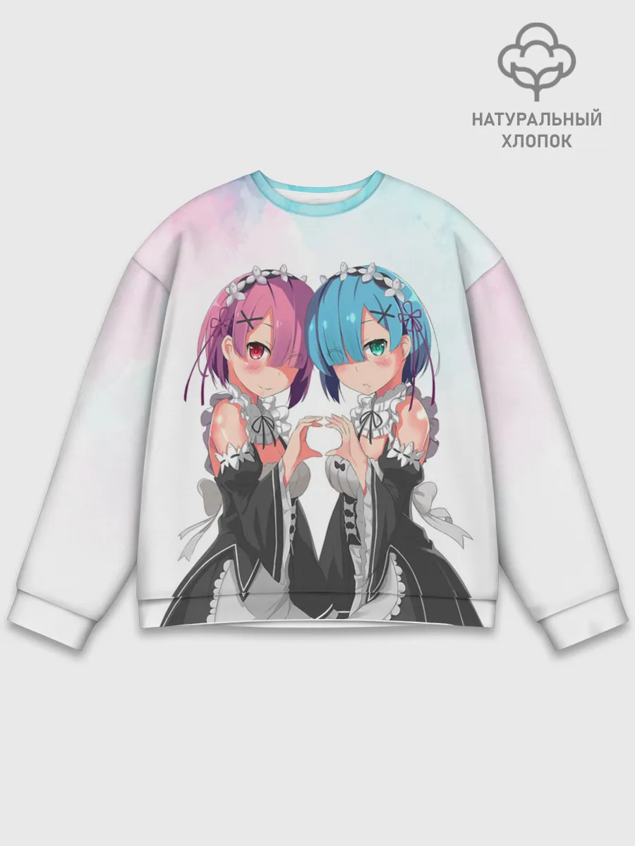 Мужской свитшот базовый / Re:Zero, Рам и Рем