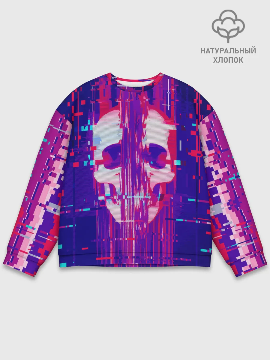 Мужской свитшот базовый / Skull glitch