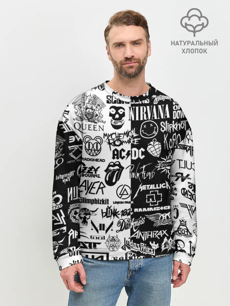 Мужской свитшот базовый / Эмблемы Рок Групп
