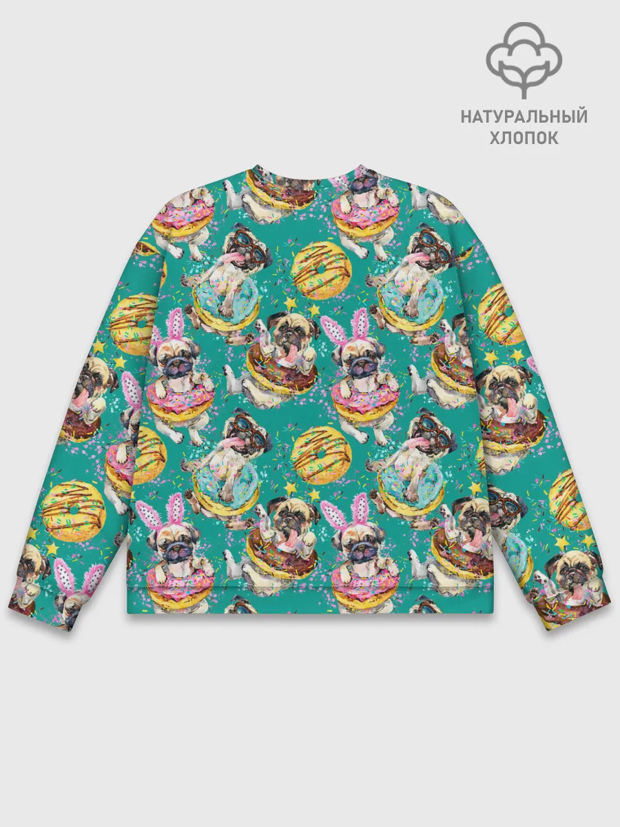 Мужской свитшот базовый / Мопсы в пончиках