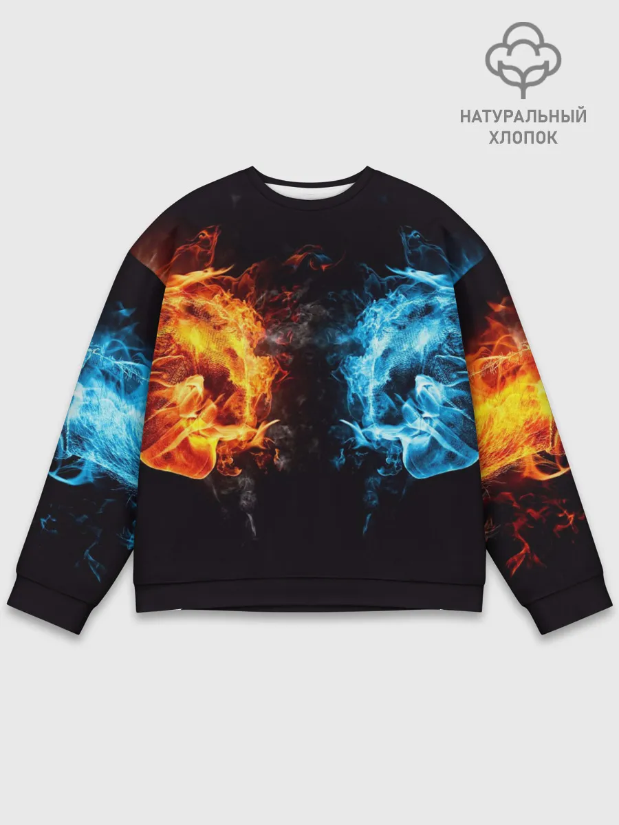 Мужской свитшот базовый / Абстракция,Инь-Ян,Огонь,Вода