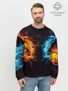 Мужской свитшот базовый / Абстракция,Инь-Ян,Огонь,Вода