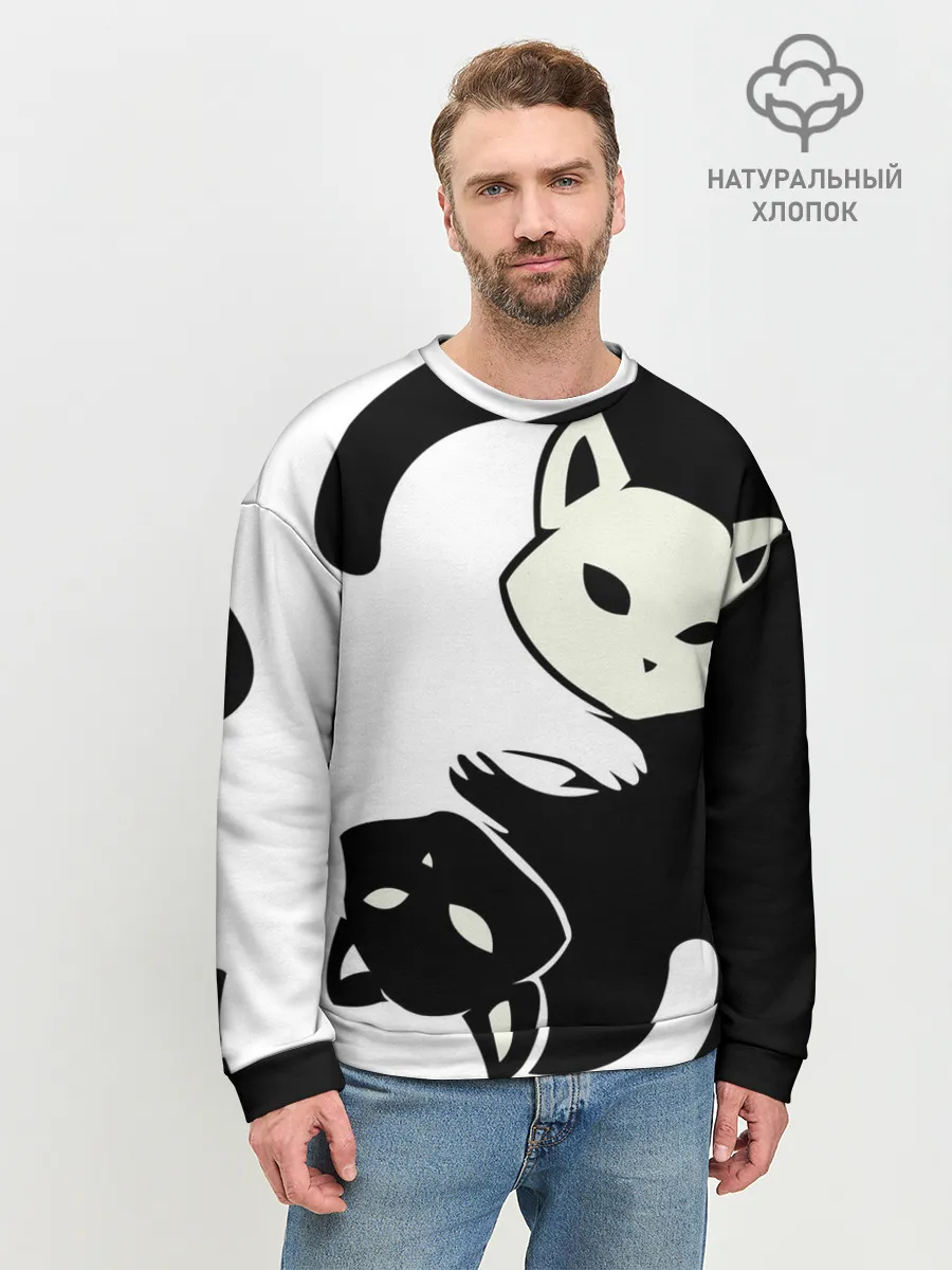 Мужской свитшот базовый / Инь и Янь котики