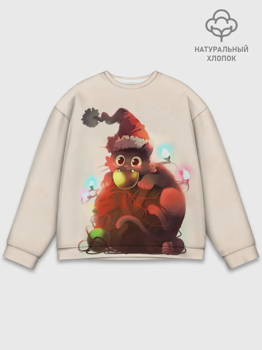 Мужской свитшот базовый / Новогодний кот