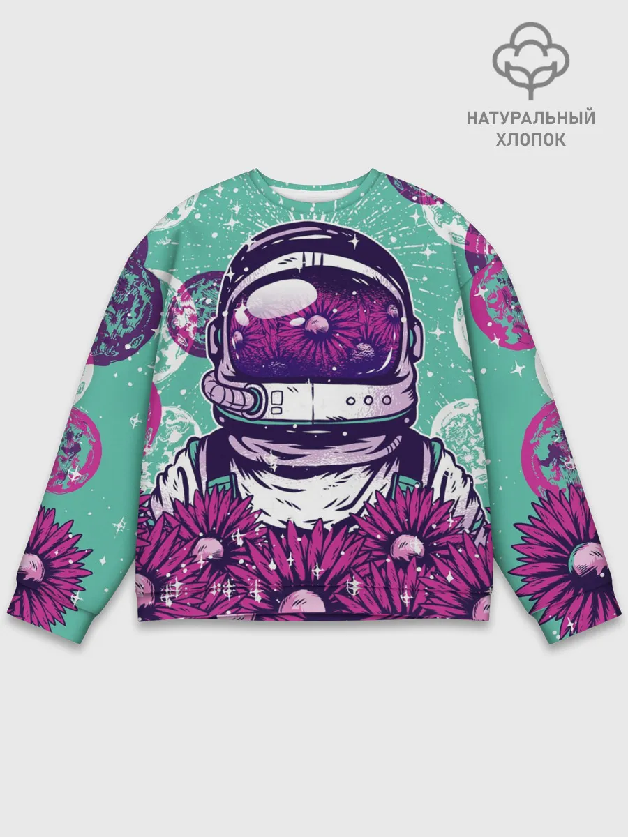 Мужской свитшот базовый / Цветочный Астронавт