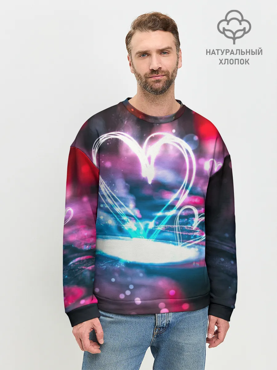 Мужской свитшот базовый / Неоновое сердце