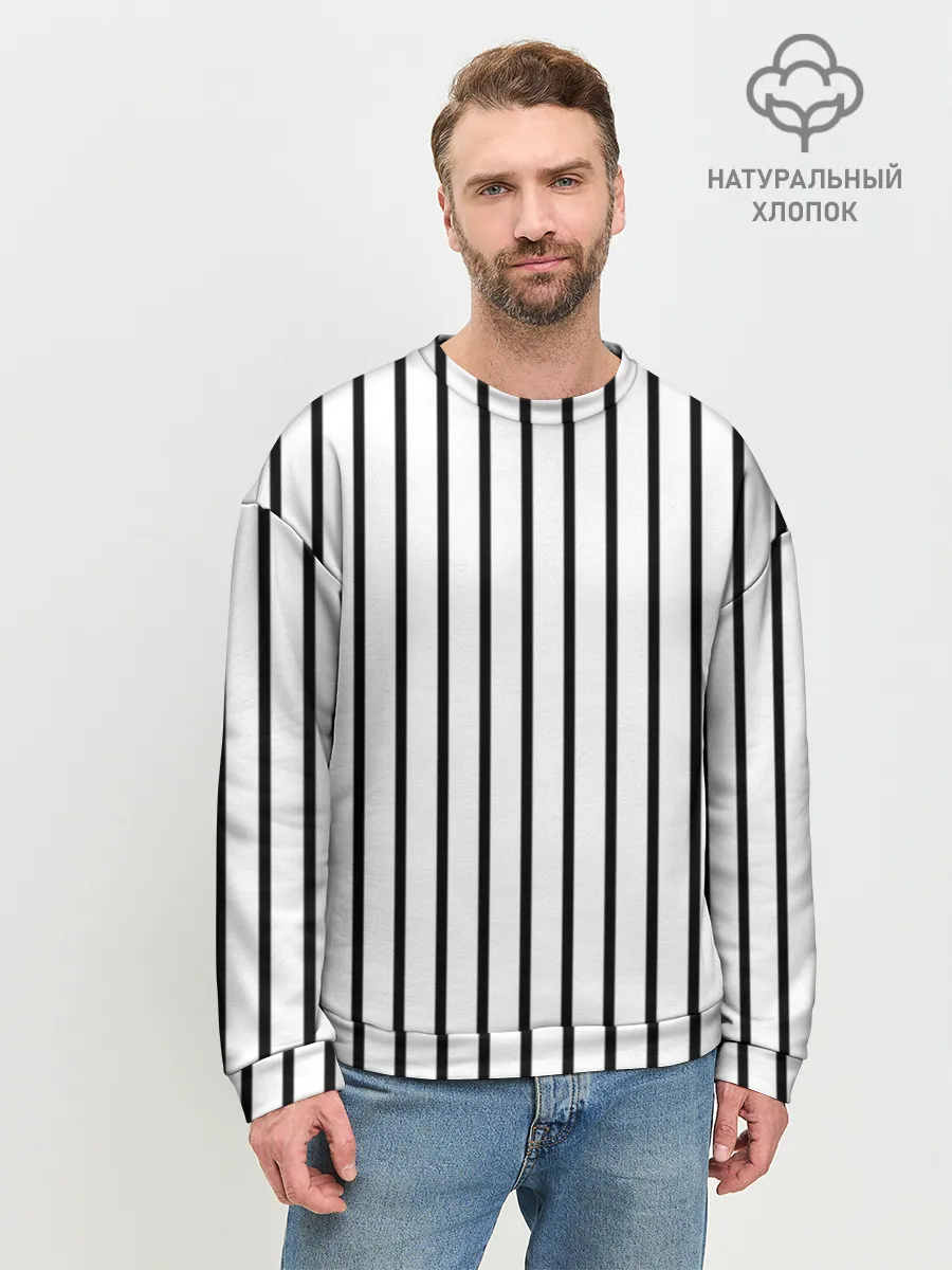 Мужской свитшот базовый / Чёрные и белые полосы