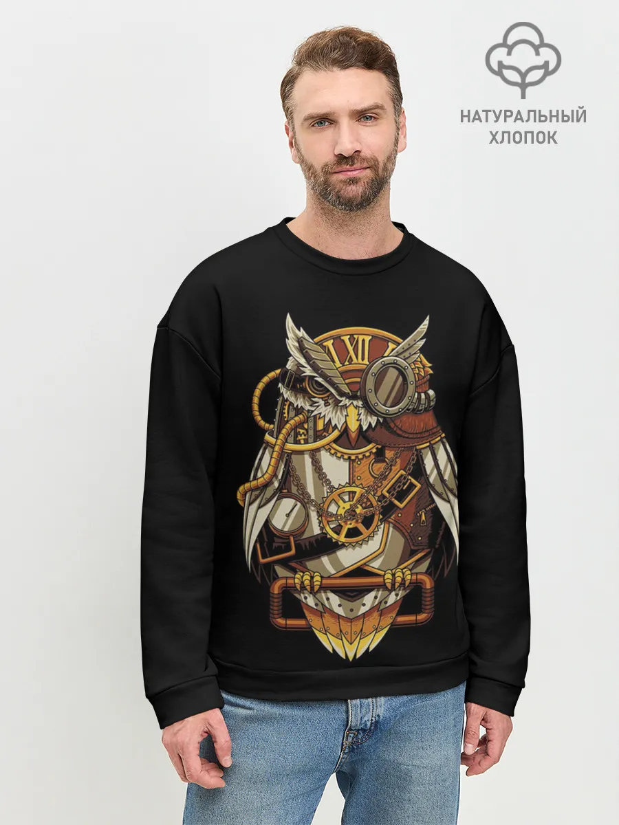 Мужской свитшот базовый / Сова с моноклем