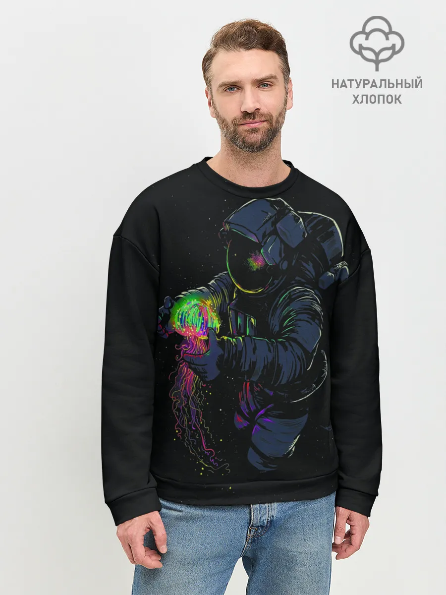 Мужской свитшот базовый / Медуза и космонавт