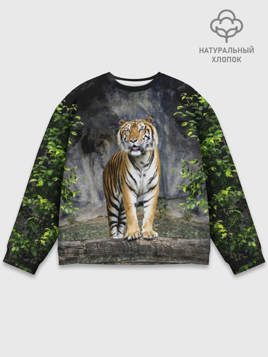 Мужской свитшот базовый / ТИГР В ЛЕСУ