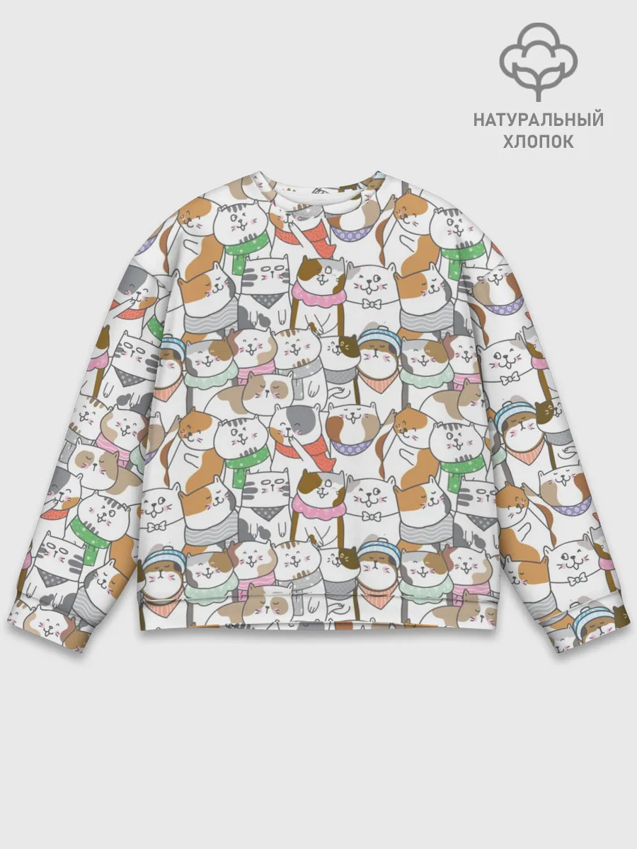 Мужской свитшот базовый / Большая семья котиков
