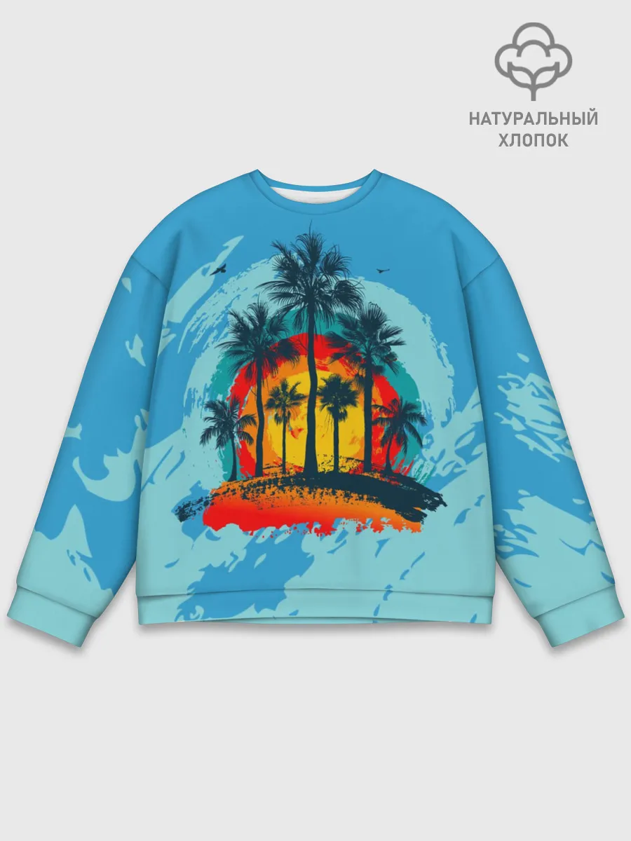 Мужской свитшот базовый / Море. Пальмы. Песок