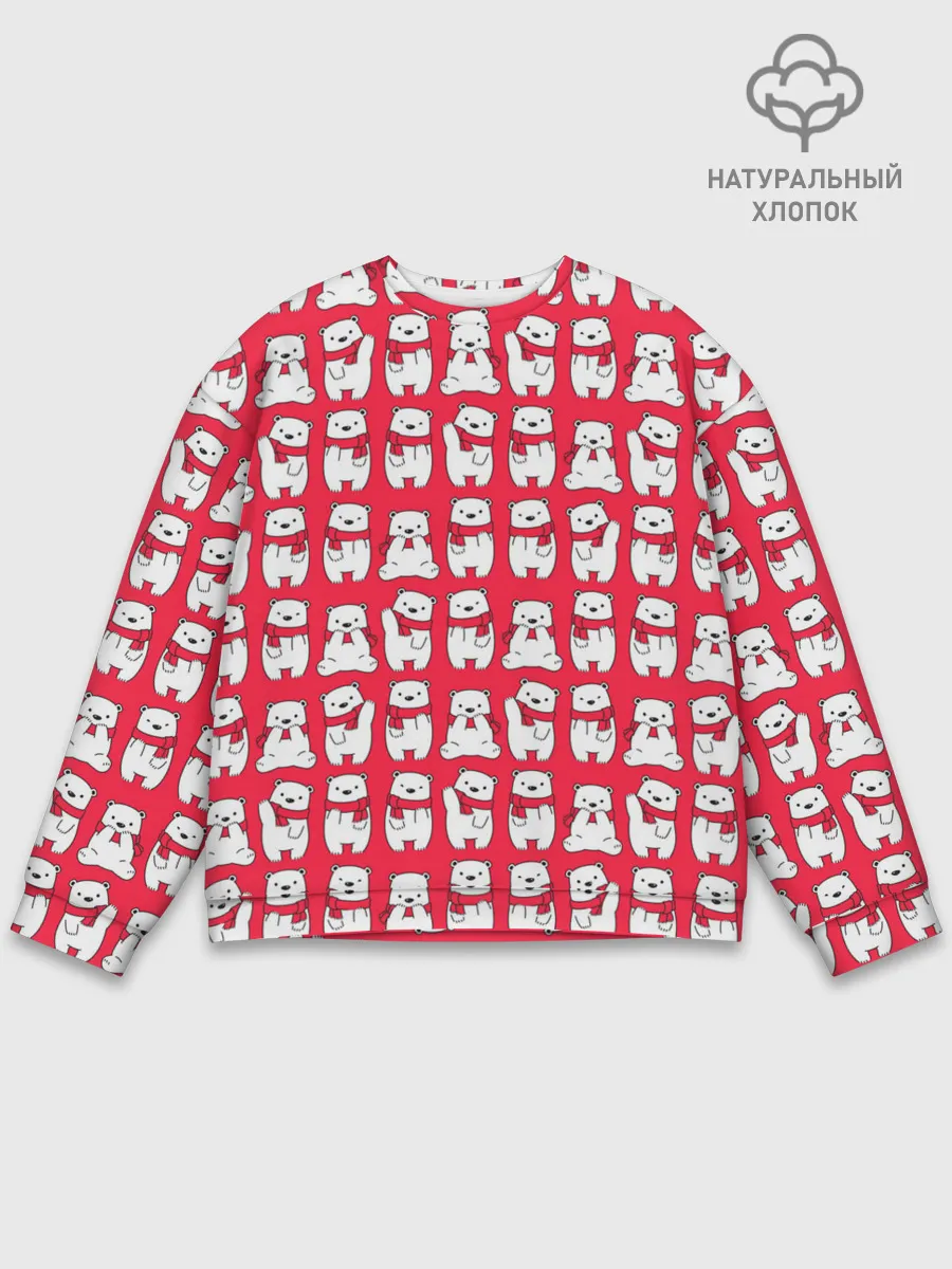 Мужской свитшот базовый / Мишки в шарфиках