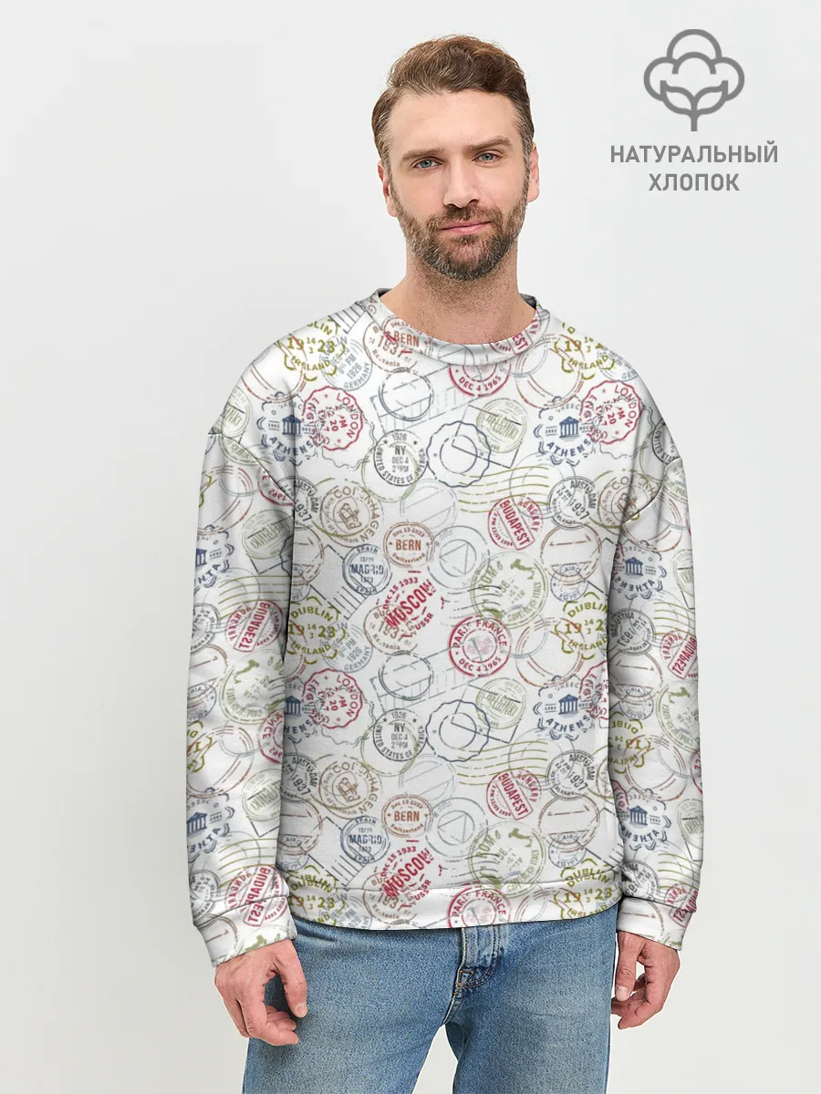 Мужской свитшот базовый / Штампы мира
