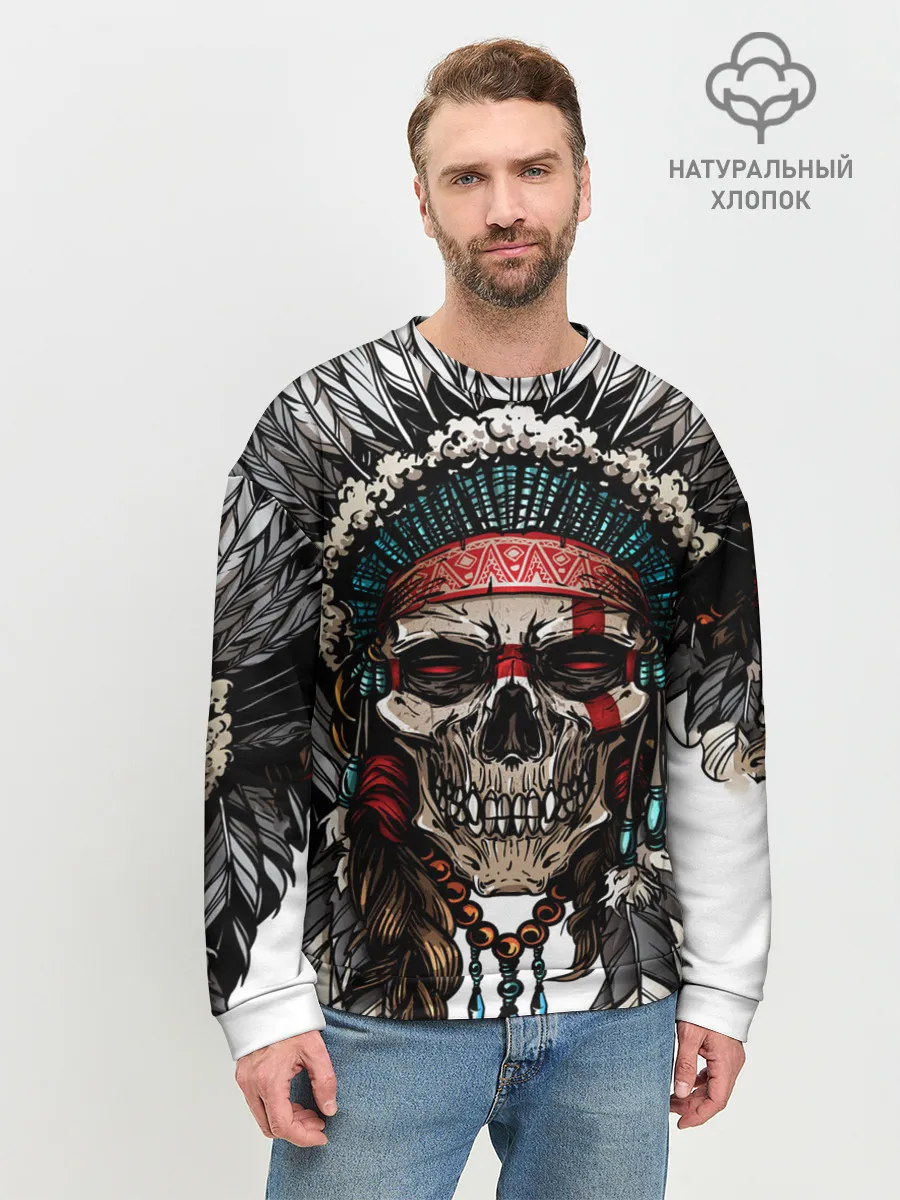 Мужской свитшот базовый / Череп индейца