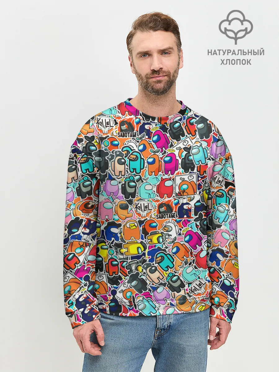 Мужской свитшот базовый / Among Us sticker bombing