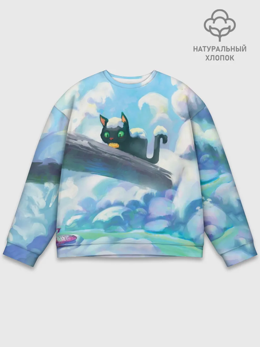 Мужской свитшот базовый / Снежный котенок