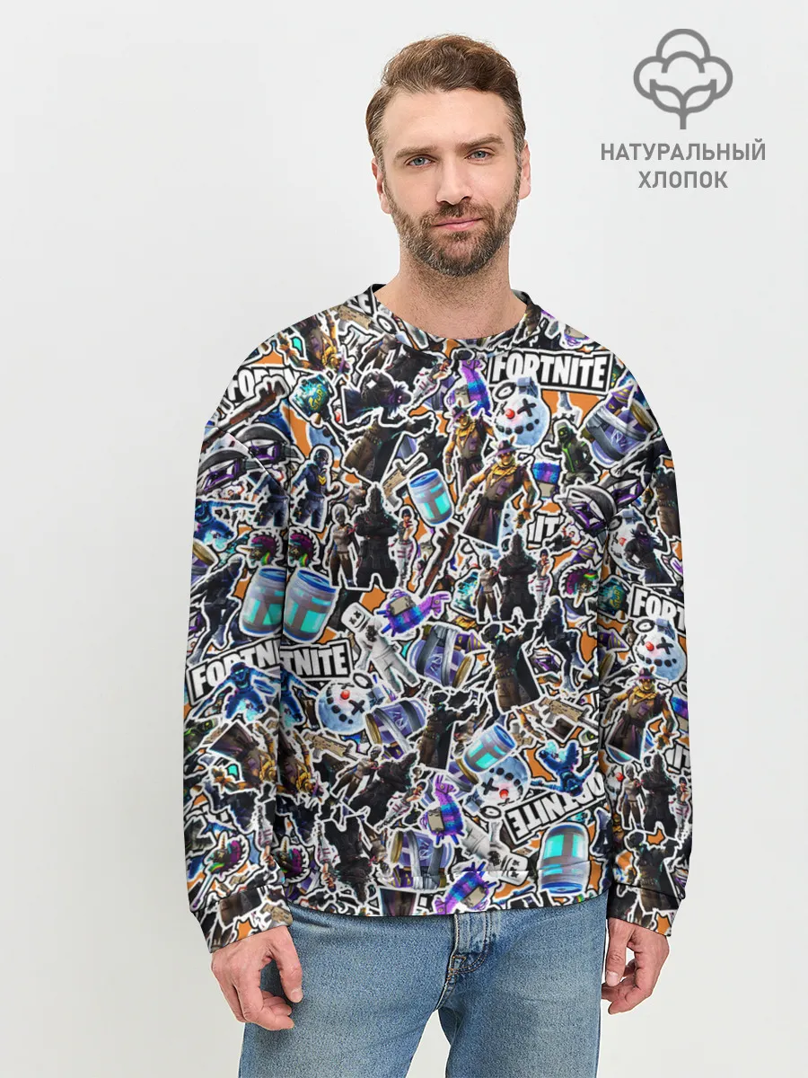 Мужской свитшот базовый / Fortnite Sticker Bombing