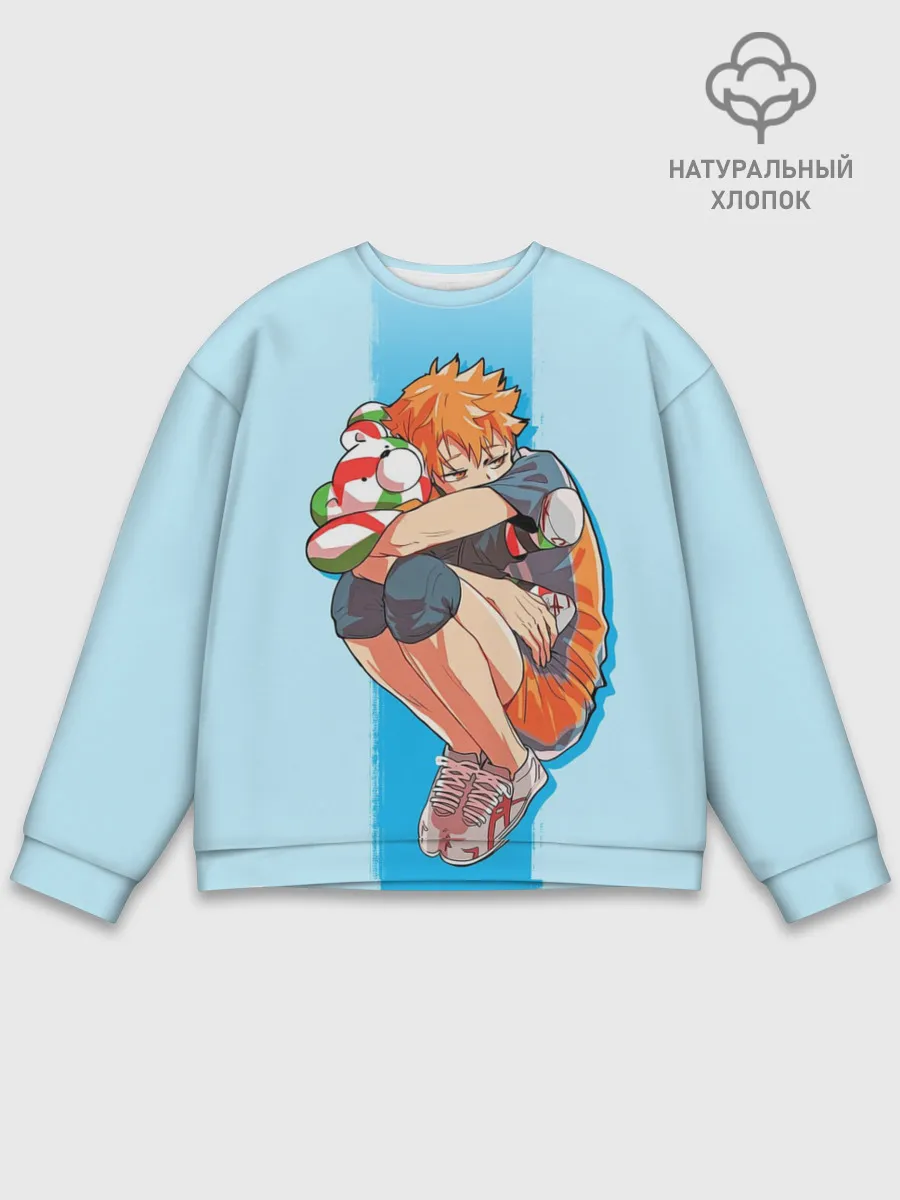 Мужской свитшот базовый / Хината на синем фоне