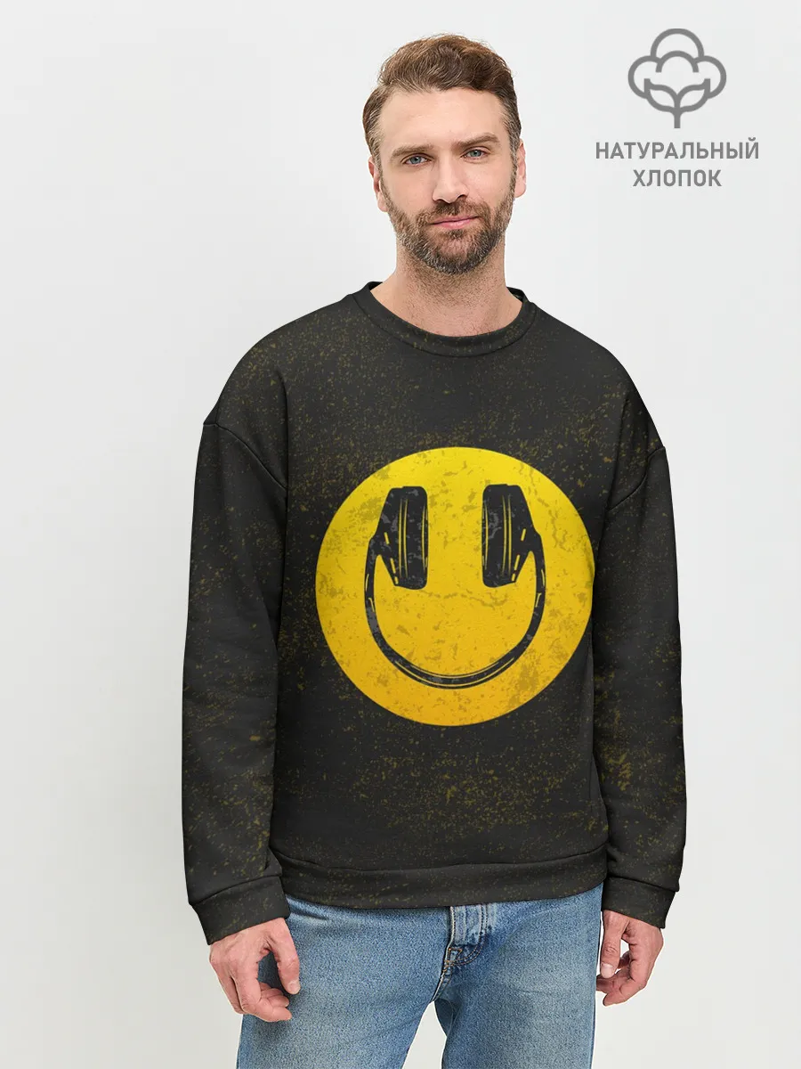 Мужской свитшот базовый / Наушники Смайл