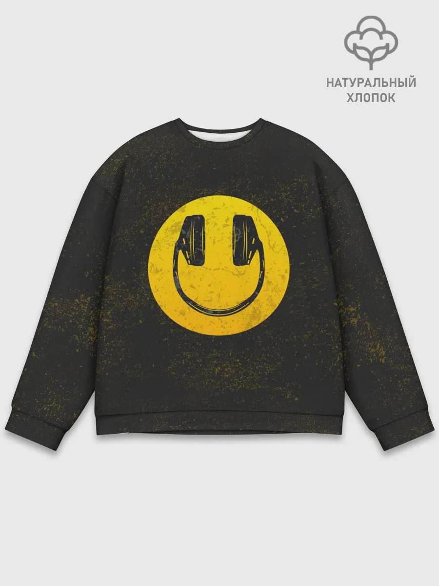 Мужской свитшот базовый / Наушники Смайл