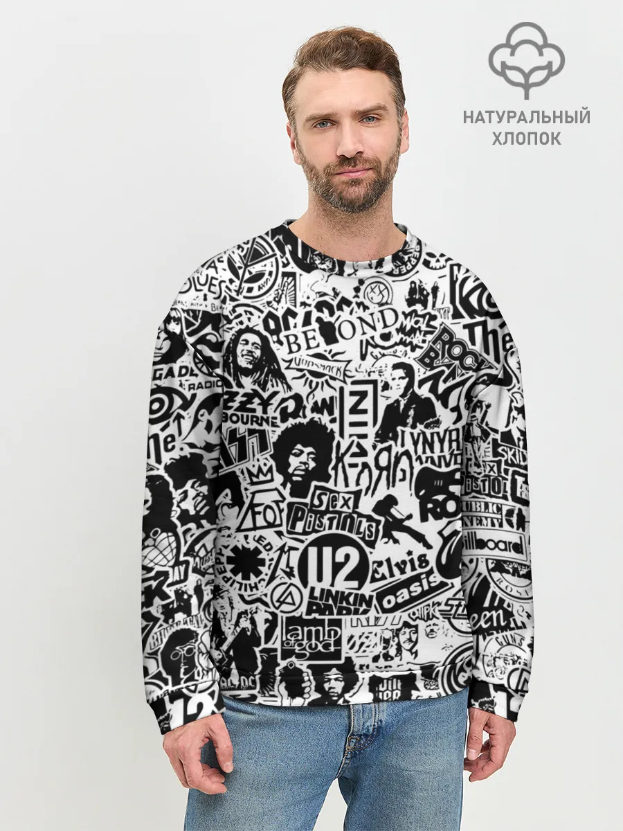 Мужской свитшот базовый / Rock Band Logos