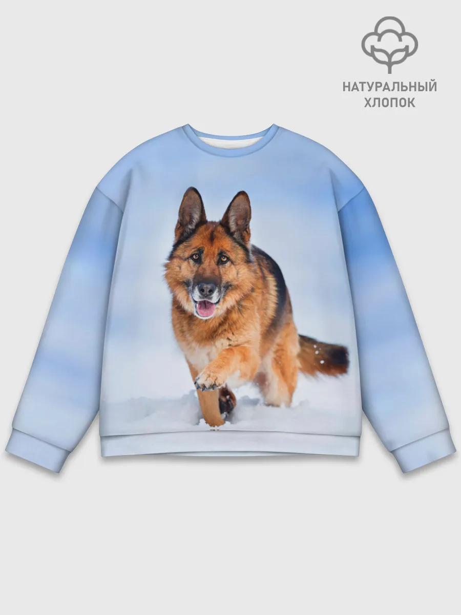 Мужской свитшот базовый / Овчарка и снег