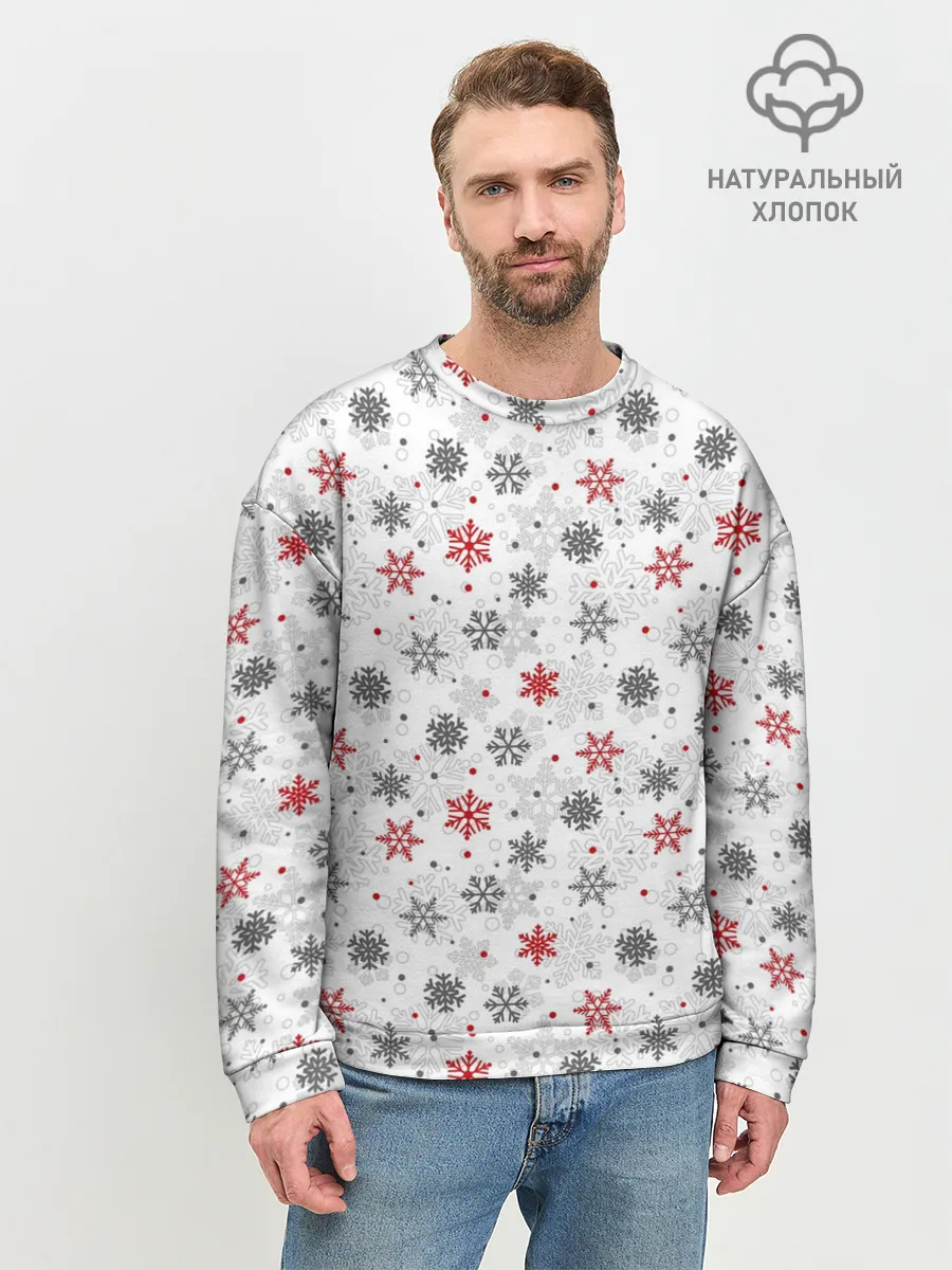 Мужской свитшот базовый / Снежинки