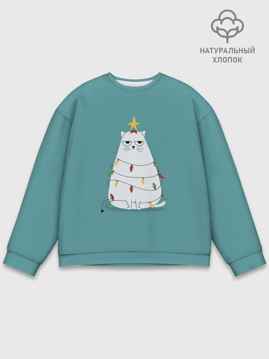 Мужской свитшот базовый / Кото-ёлка