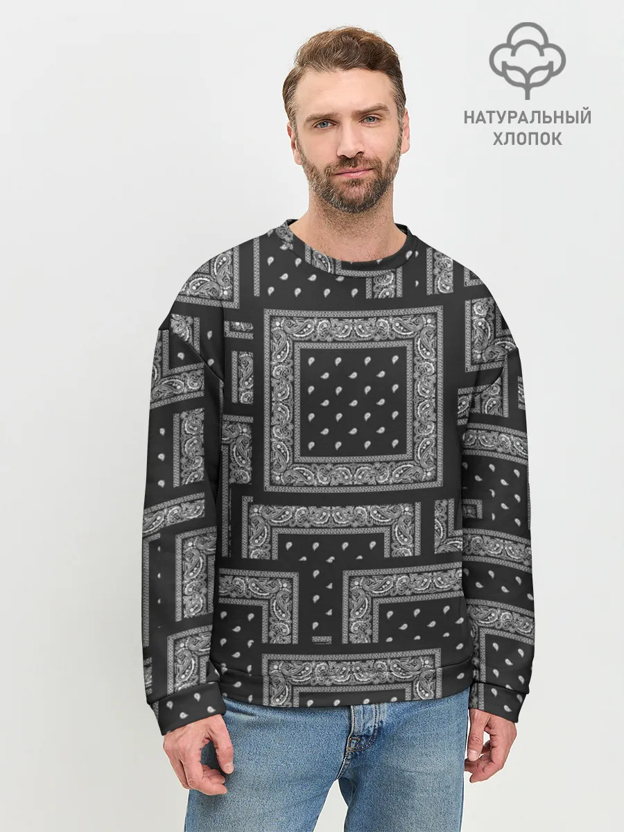 Мужской свитшот базовый / 3D Бандана v.black
