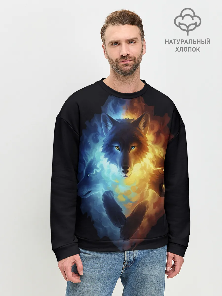 Мужской свитшот базовый / Волки в огне
