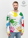 Мужской свитшот базовый / Цветные ладошки - Детский узор