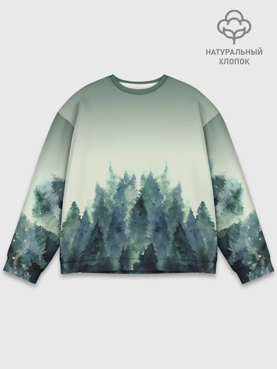 Мужской свитшот базовый / акварельный лес градиент