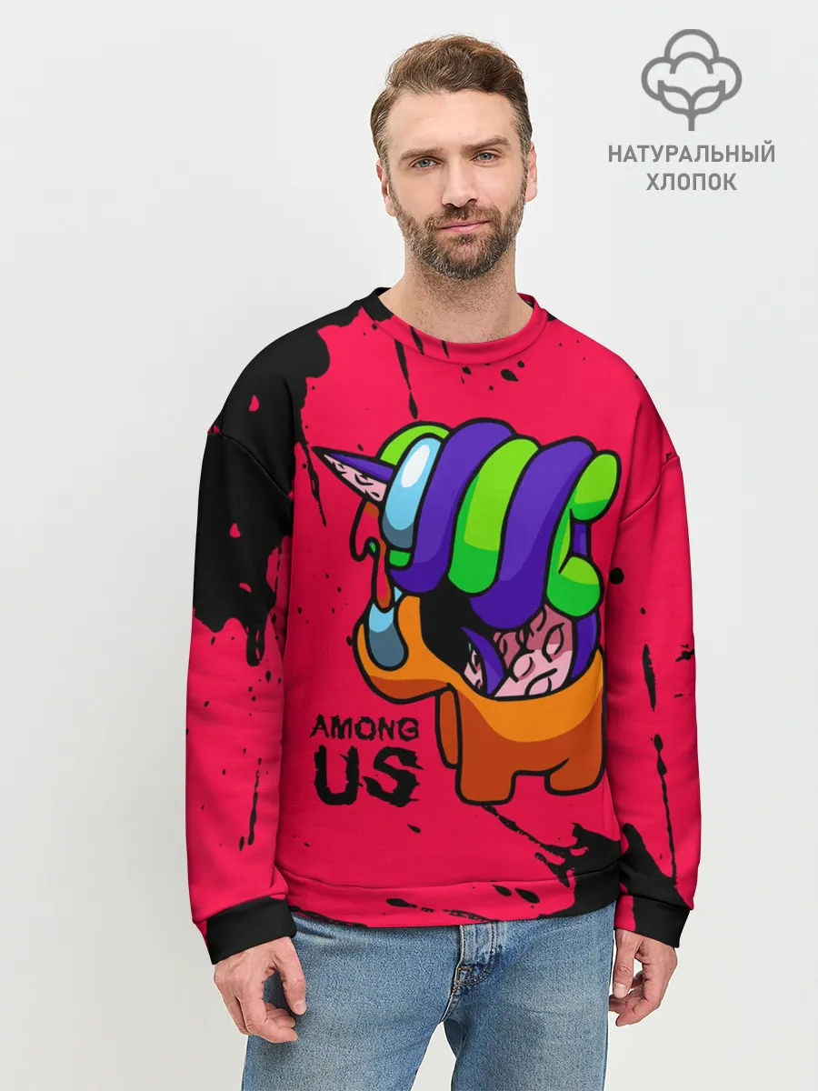 Мужской свитшот базовый / AMONG US - ORANGE & GREEN