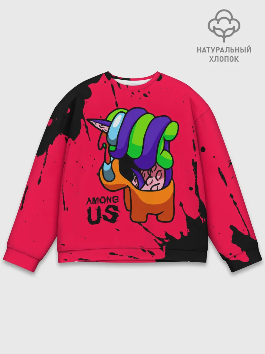 Мужской свитшот базовый / AMONG US - ORANGE & GREEN
