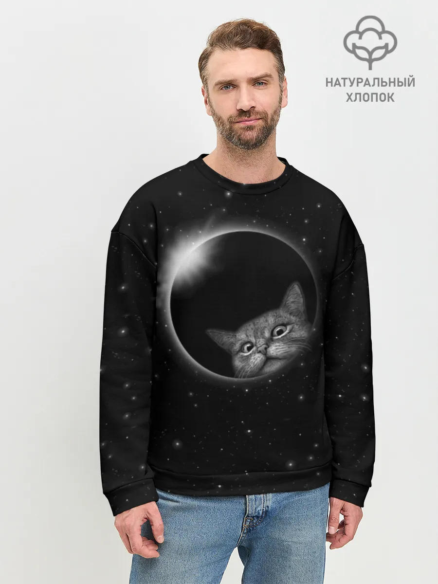 Мужской свитшот базовый / Кот в Космосе