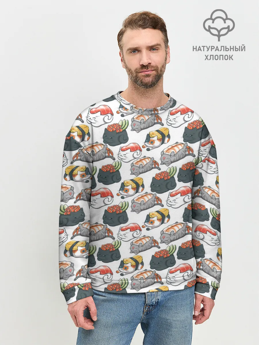 Мужской свитшот базовый / Котики | Суши