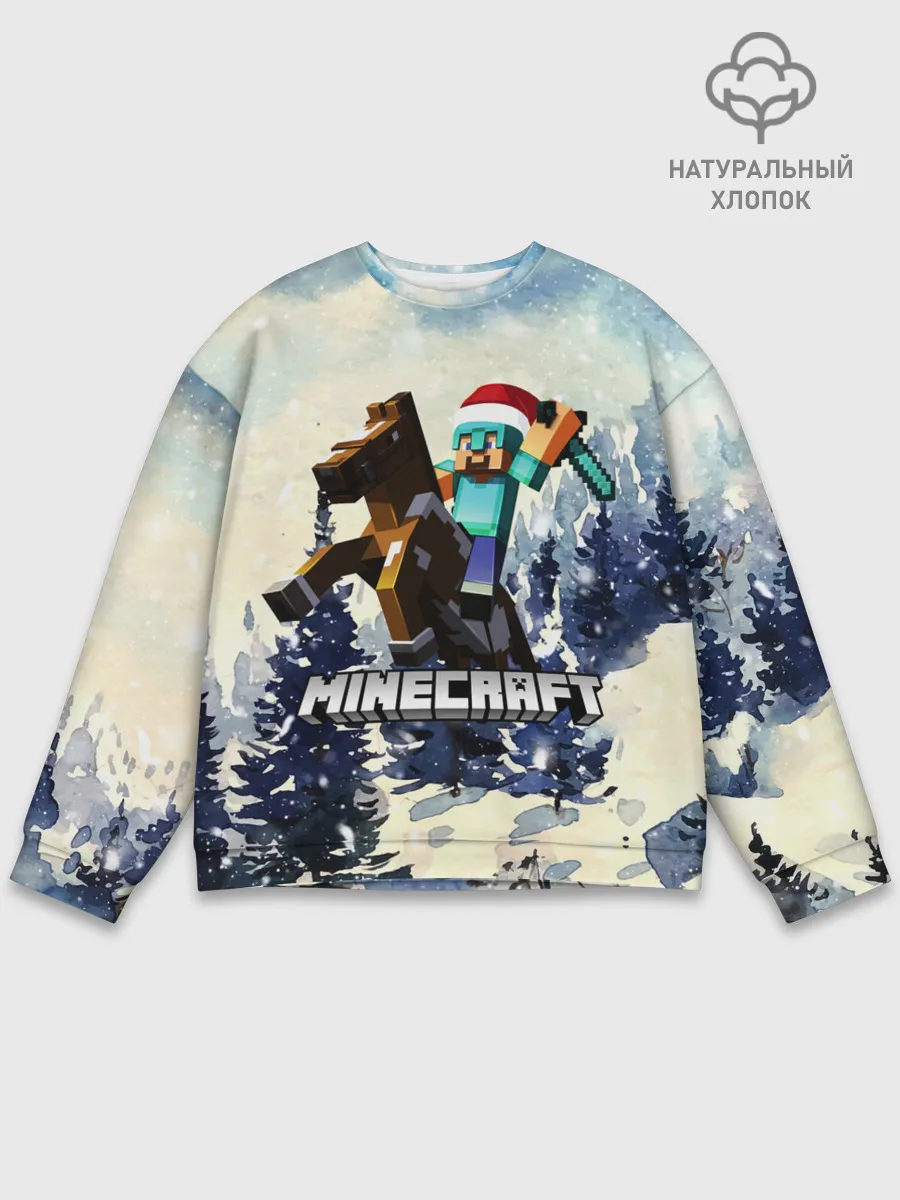 Мужской свитшот базовый / Зимний Майнкрафт