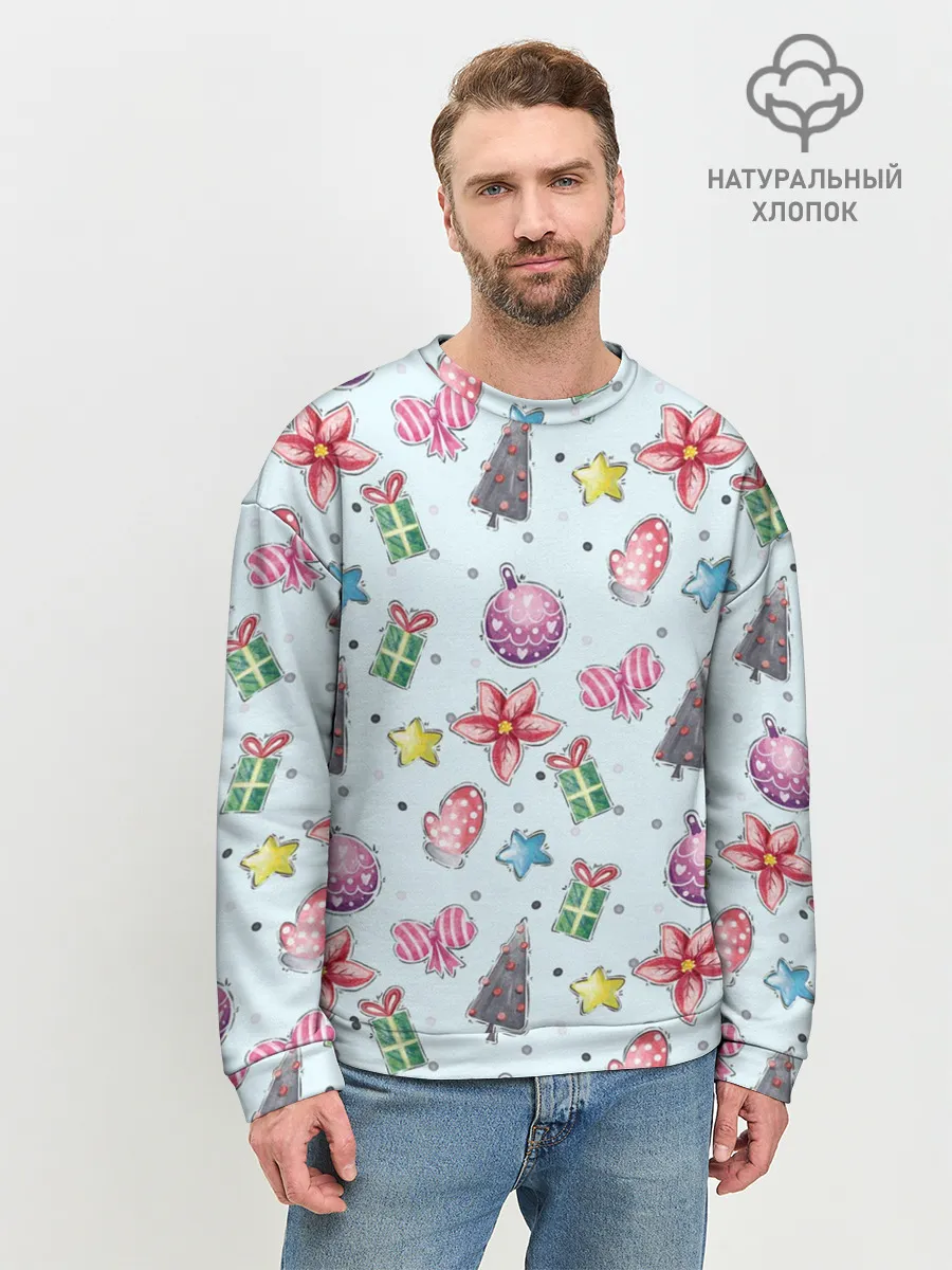 Мужской свитшот базовый / новогодние игрушки